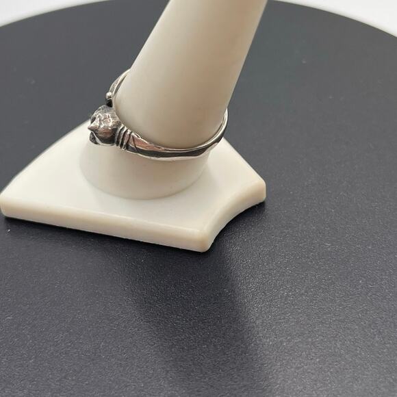 Sterling Silver 925 Curly Feline Kitten Cat Ring Sz 9 1/4 - Picture 5 of 9